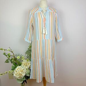 SOFT SURROUNDINGS dress | Laguna Gauze Dress | stripe | Medium petite | new
